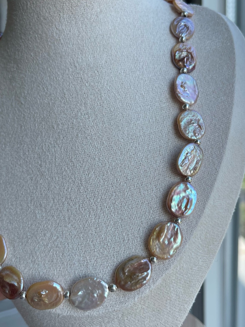 Freshwater Coin Pearl Necklace in Rose Gold Tone 69 - Picture 4 of 4